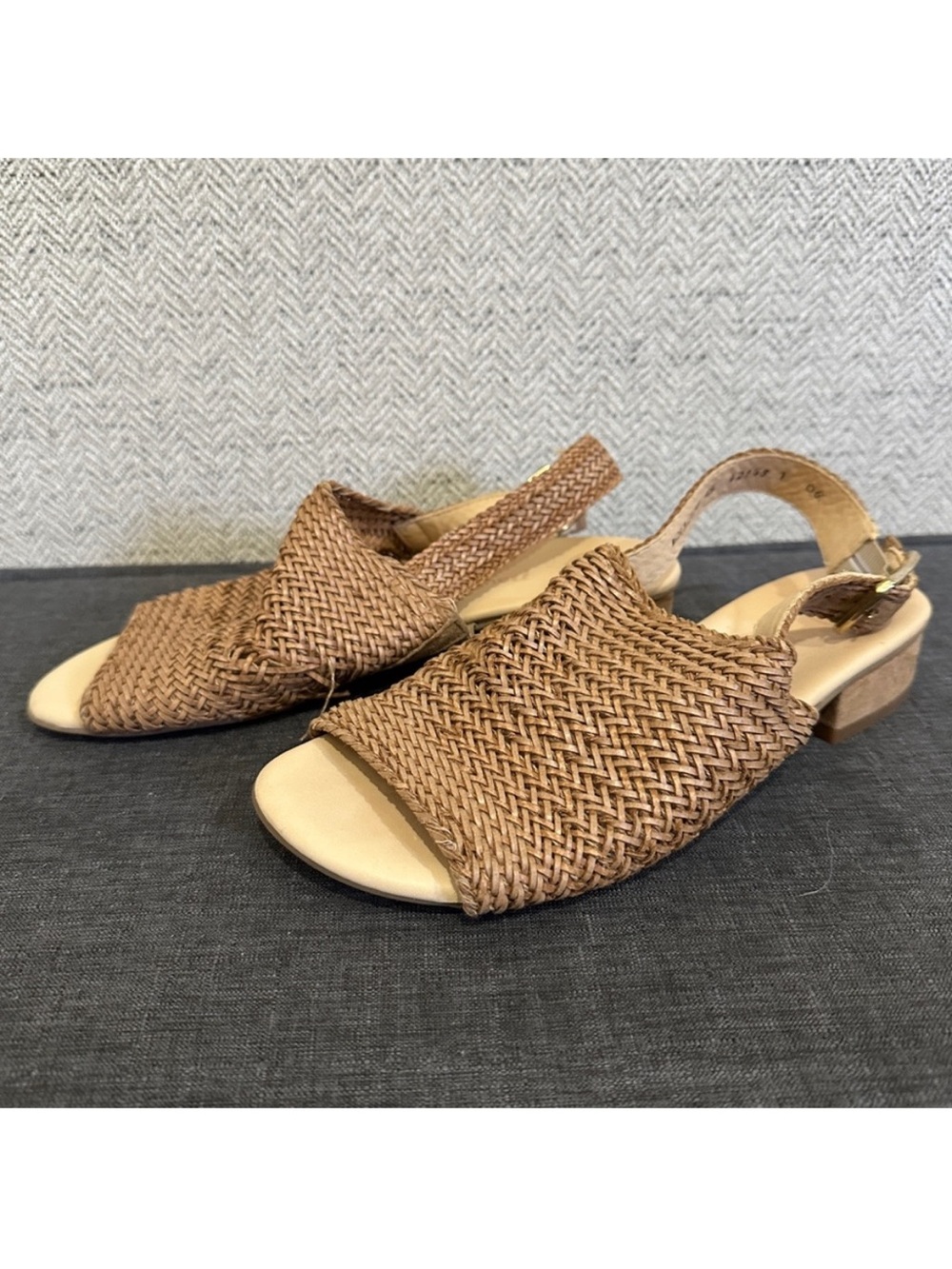 Paul Green Woven Slingback Sandals - Tan Brown